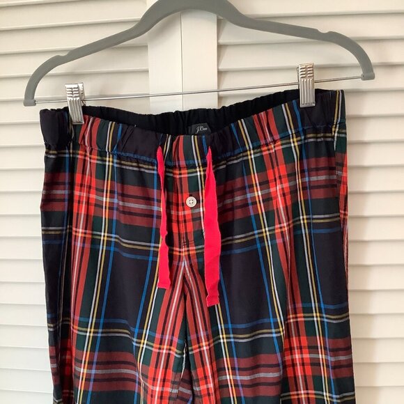 J. Crew women's pajama set shirt long pants XS buttonup plaid red black holiday - Picture 11 of 15